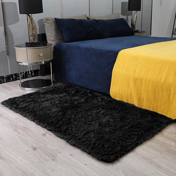 Ophanie 3x5 Black Rugs for College Dorm, Bedroom Small Area Rug, Non-Slip - Image 6
