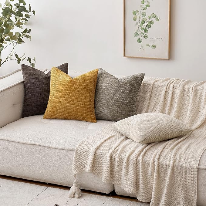 MIULEE Pack of 2 Couch Throw Pillow Covers 16x16 Inch Neutral Gold Modern Boho - Image 3