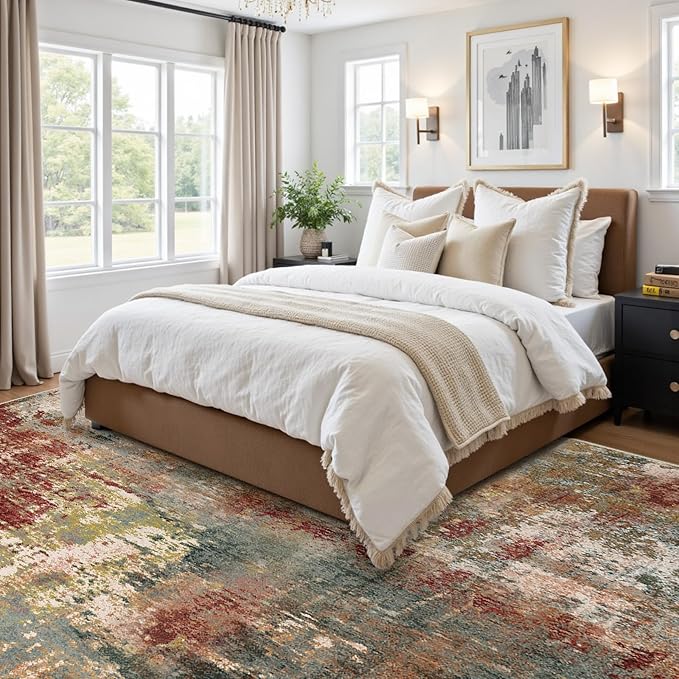Washable Area Rugs Square 8ft Non-Slip Modern Abstract Soft - Image 7
