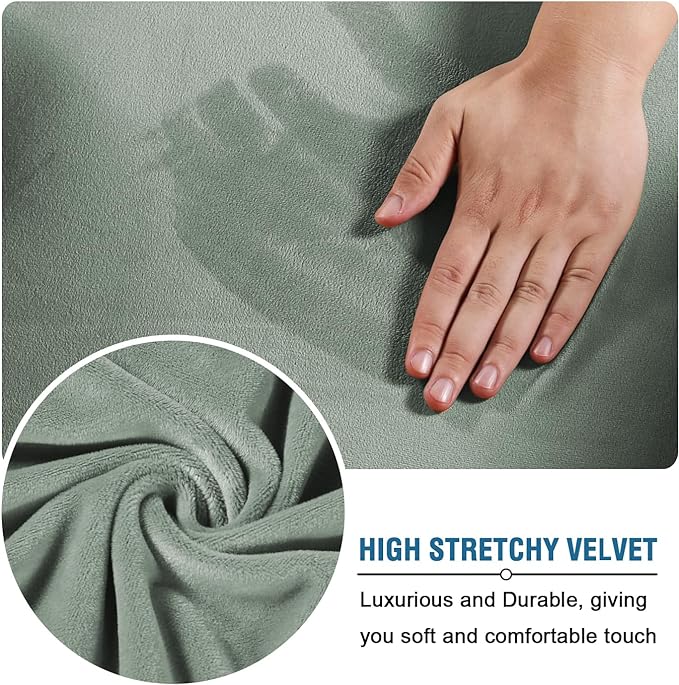 H.VERSAILTEX Real Velvet Plush 3 Piece Stretch Sofa Covers Couch Covers - Image 5