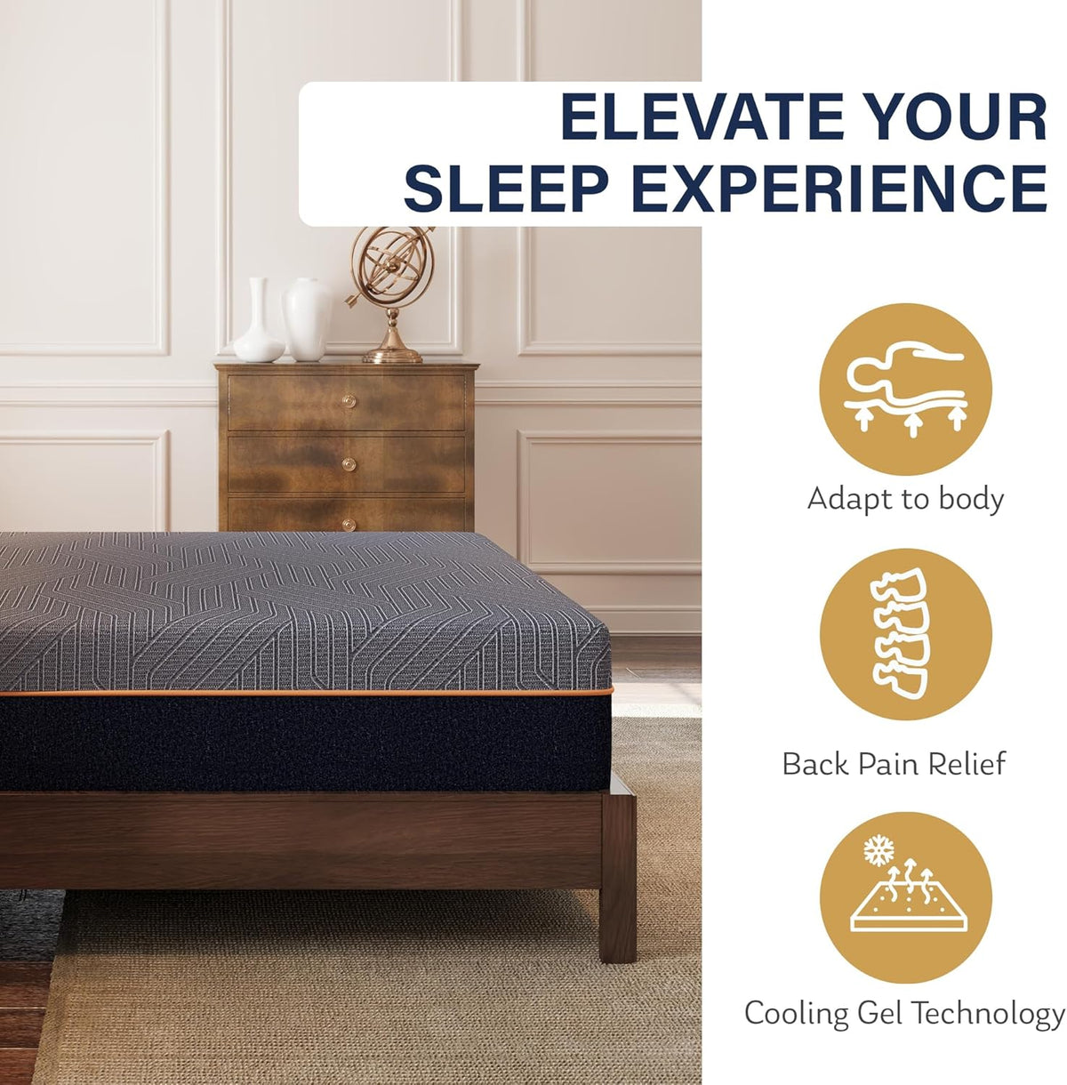 EGOHOME Queen 12" Copper Gel Memory Foam Mattress Pressure Relief Medium