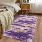Soft Runner Rugs for Bedroom Hallways, 2x4 Abstract Purple Fluffy Shag Throw - Image 2