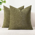 MIULEE Pack of 2 Couch Throw Pillow Covers 18x18 Inch Soft Olive Green Chenille by MIULEE