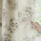 Yakamok Grey Floral Linen Curtains - Image 5