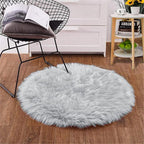 Goolela Grey Round Rug 3ft Fluffy Faux Sheepksin Fur Rug Fuzzy Gray Bedside Rugs - Image 2