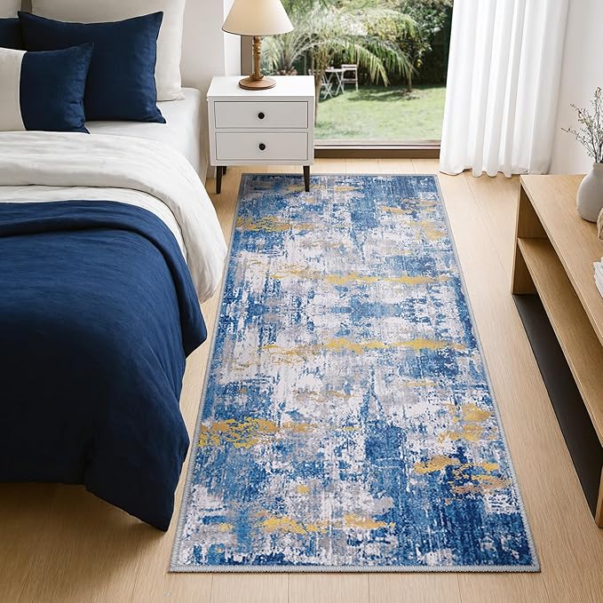 Washable Area Rugs 2'x8' Non-Slip Modern Abstract Soft - Image 5