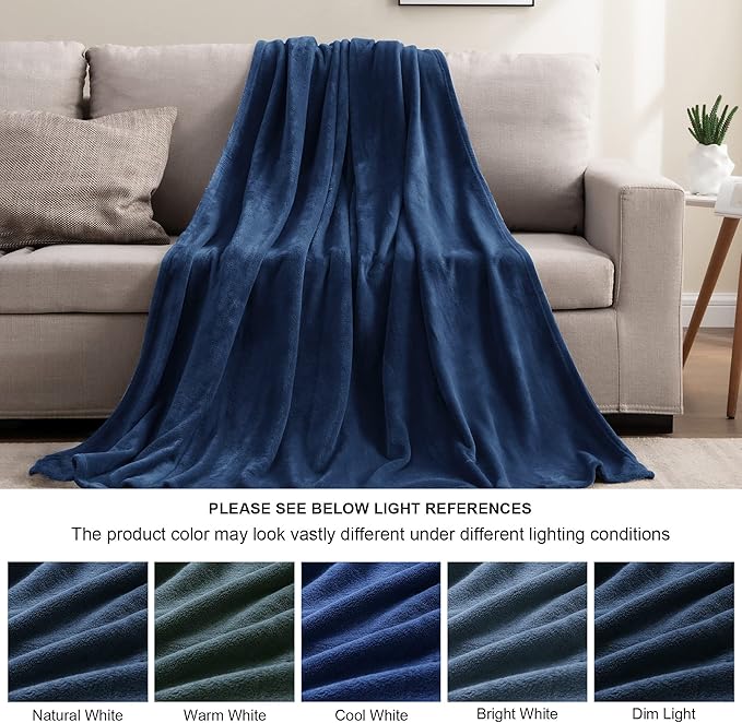 BEDELITE Fleece Blankets Queen Size Navy Blue Throw Blankets - Image 4