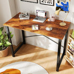 DUMOS 40 Inch Small Computer Desk, Home Office Desks for Bedroom, Brown