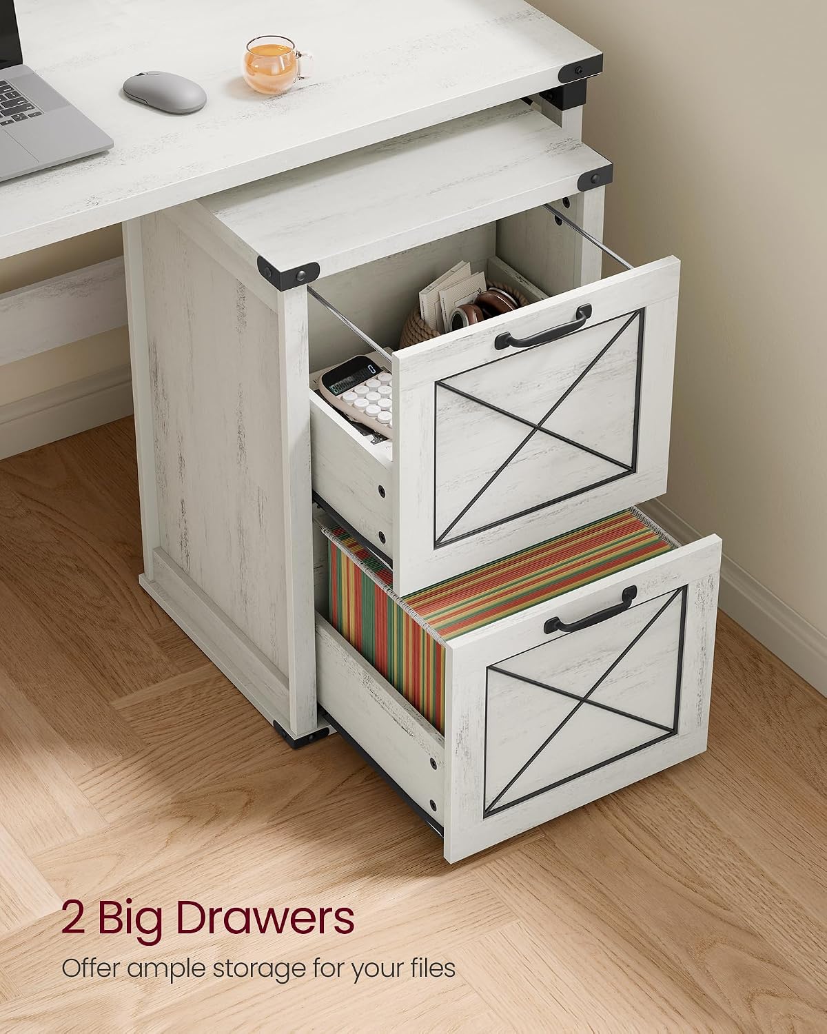 VASAGLE File Cabinet with 2 File Drawers, Printer Stand, Fit A4 Letter Size