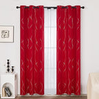 Deconovo Blackout Curtains, Christmas Red Curtain, Thermal Insulated - Image 2