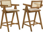 Coaster Kane Dining Room Upholstered Bar Chair Set of 2 Light Walnut 182677