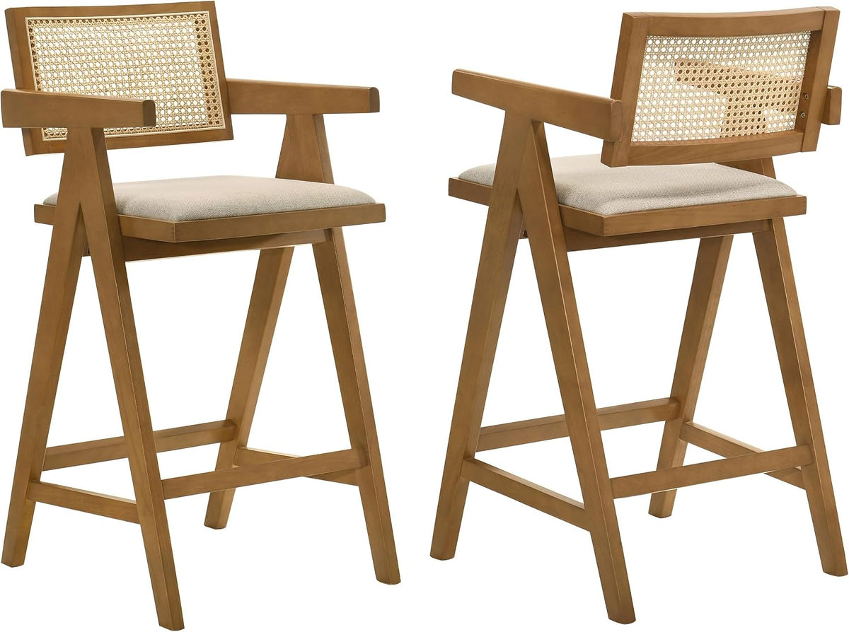 Coaster Kane Dining Room Upholstered Bar Chair Set of 2 Light Walnut 182677