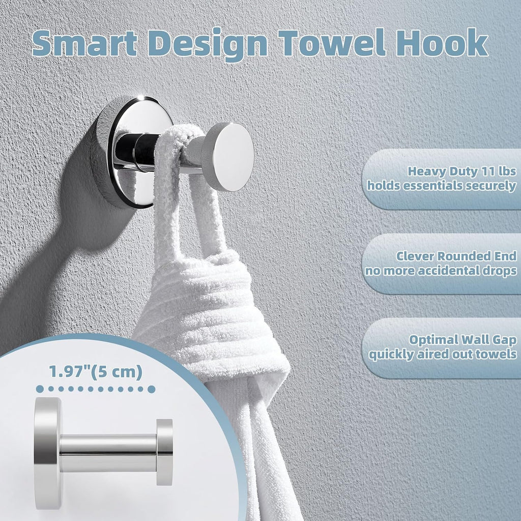 Robe Hook, Polished Chrome, 304 Stainless Steel, Wall Mount