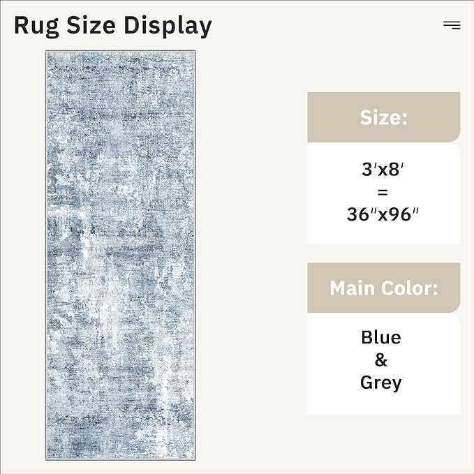 Runner Rug 3x8 Washable Non-Slip Hallway Runner Rugs - Image 5