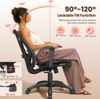 Ergonomic Office Chair, Mesh Computer Desk Chairs with BIFMA X5.1 Certified, Adjustable Lumbar Support, 3D Arm, Tilt Back, Wide Seat, Comfy Swivel Work Task Chair for Company and Home (Sunset Orange)