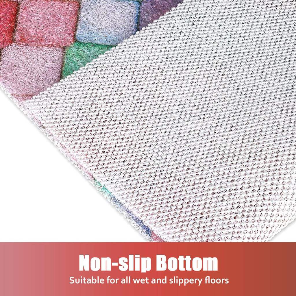 Shower Mat Non-Slip, 24x 24 Inch Square, Soft Comfort Bath Mats with Drainage Holes, PVC Loofah Massage Shower Floor Mat for Shower, Bathroom, Wet Areas, Quick Drying