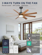 Ohniyou 60" Modern Farmhouse Ceiling Fan with Light for Patio, Living Room