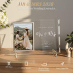 Wedding Gifts for Couples 2026, Engagement Anniversary Mr and Mrs Presents for Newlyweds, Bridal Shower Gift for Bride to be, Personalized Glass Picture Frame 4x6 for His and Her