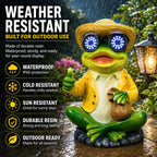 Solar Frog Statue with Blinking LED Eyes, Solar Powered Garden Decor