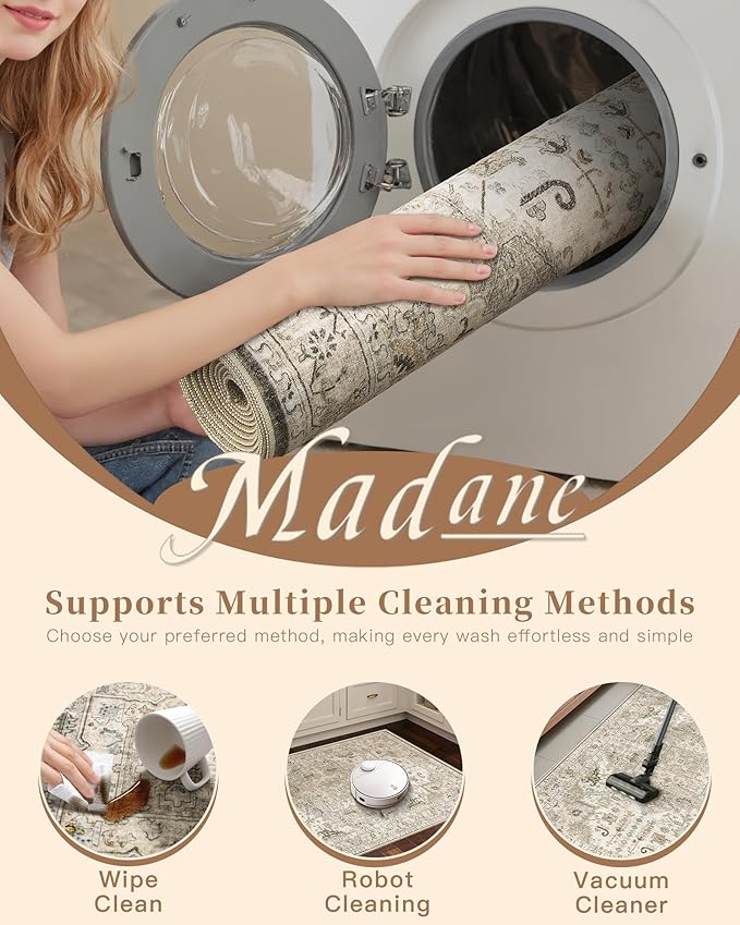 Madane Washable Rug 8x10 Area Rugs - Image 8
