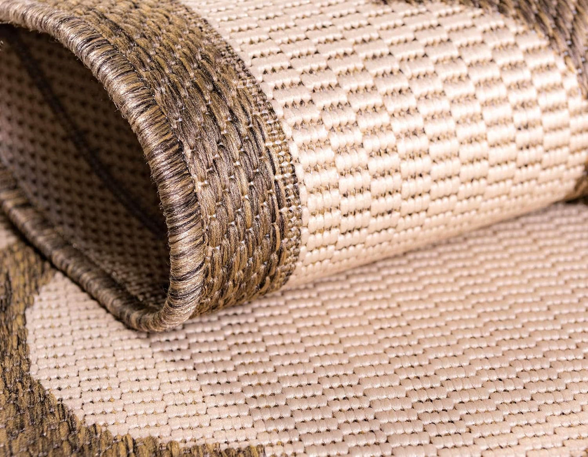 Unique Loom Outdoor Trellis Collection Area Rug - Moroccan (2' 2" x 6' 1" Runner, Beige and Brown/ Beige)