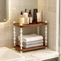 2-Tier Bathroom Counter Organizer, Retro Wood Shelf, Walnut Color