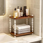 2-Tier Bathroom Counter Organizer, Retro Wood Shelf, Walnut Color