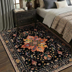 Area Rugs 5'x7' Washable Non-Slip, Floral Vintage Distress Print Pattern - Image 2
