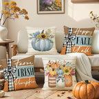 Fall Decorations for Home, Fall Pillow Covers 18 x 18 Inch Set of 4, Hello - Image 6