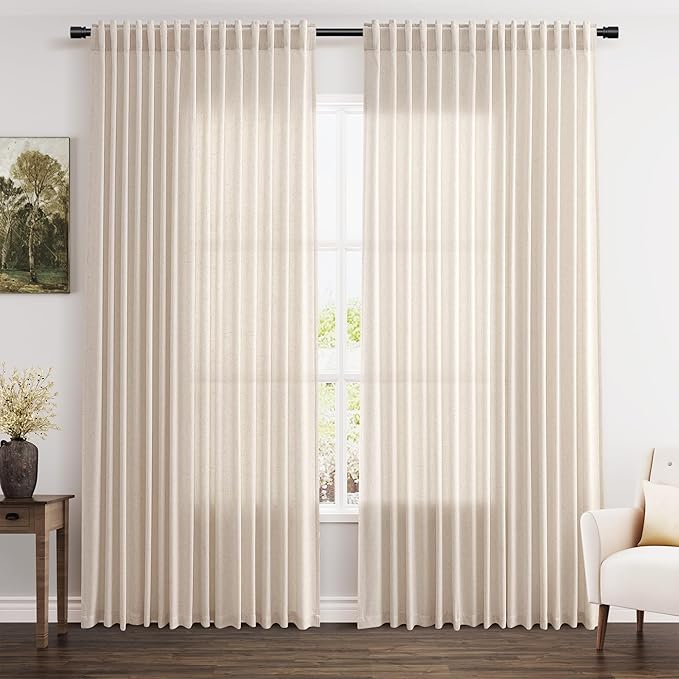 Extra Wide 100 Inch Linen Curtains by Nanspring
