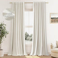 Guken Cream Linen Blackout Curtains 84 Inch Length 2 Panels Set by Guken