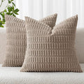 MIULEE Pack of 2 Corduroy Decorative Throw Pillow Covers 12x12 Inch Soft Boho by MIULEE
