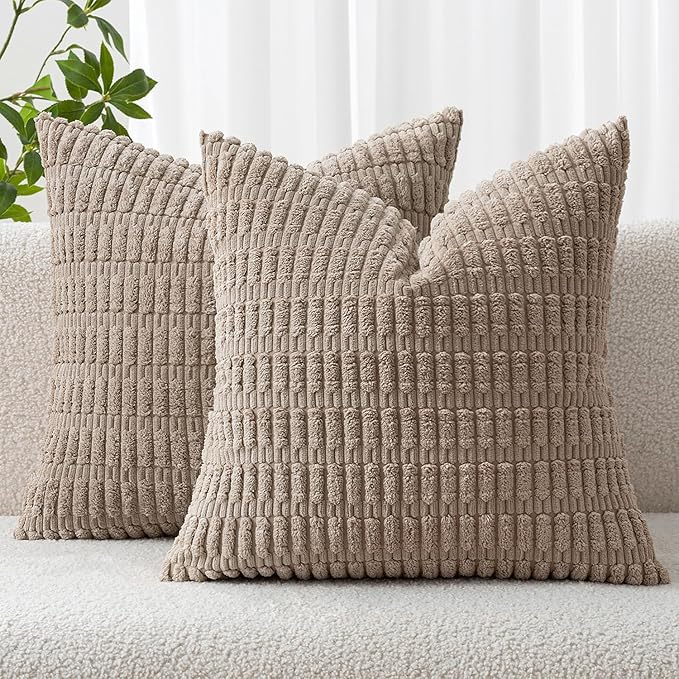 MIULEE Pack of 2 Corduroy Decorative Throw Pillow Covers 12x12 Inch Soft Boho by MIULEE