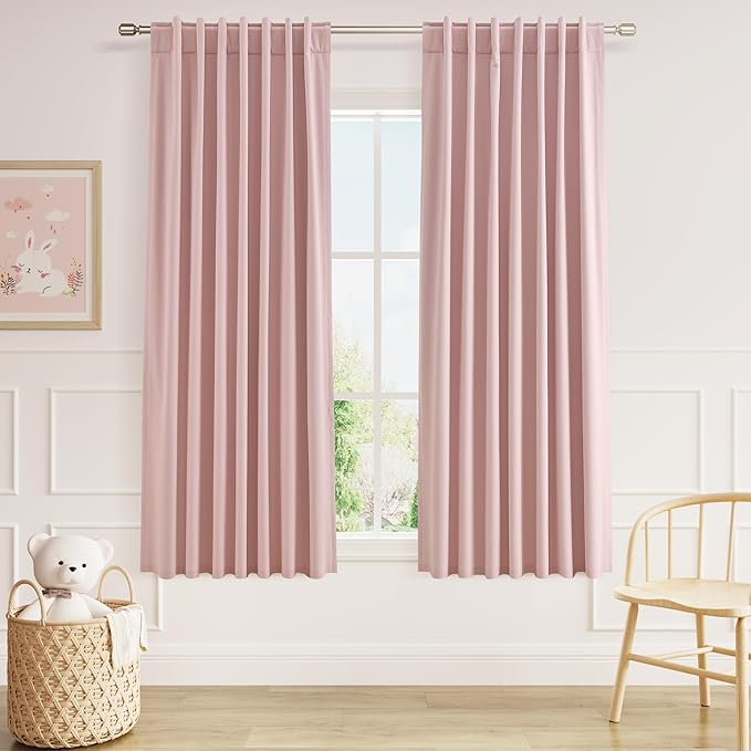Guken 100% Blackout Linen Curtains 63 Inch 2 Panels Set by Guken