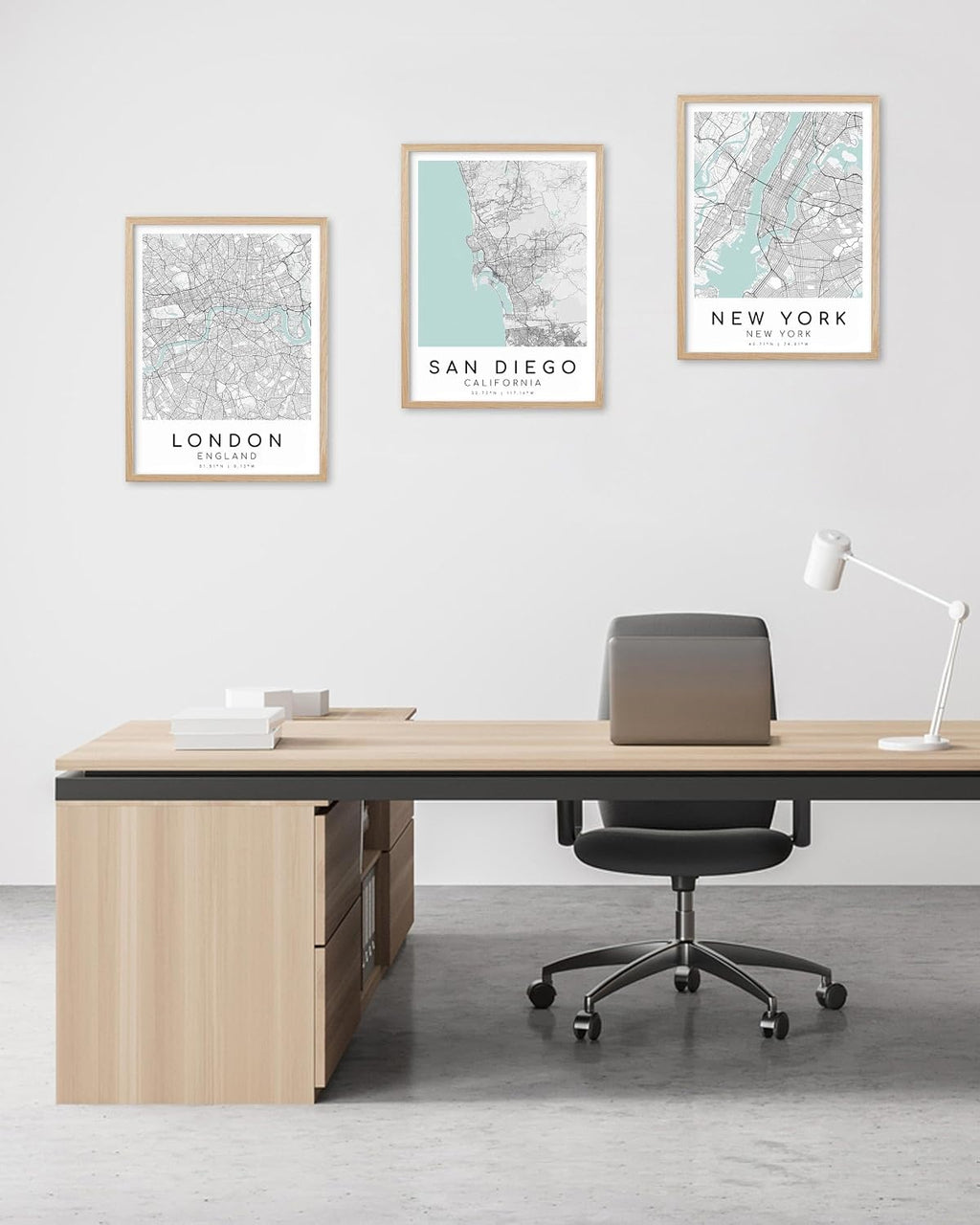 New York Map Framed Wall Art, Minimalist Canvas Print, 12x16