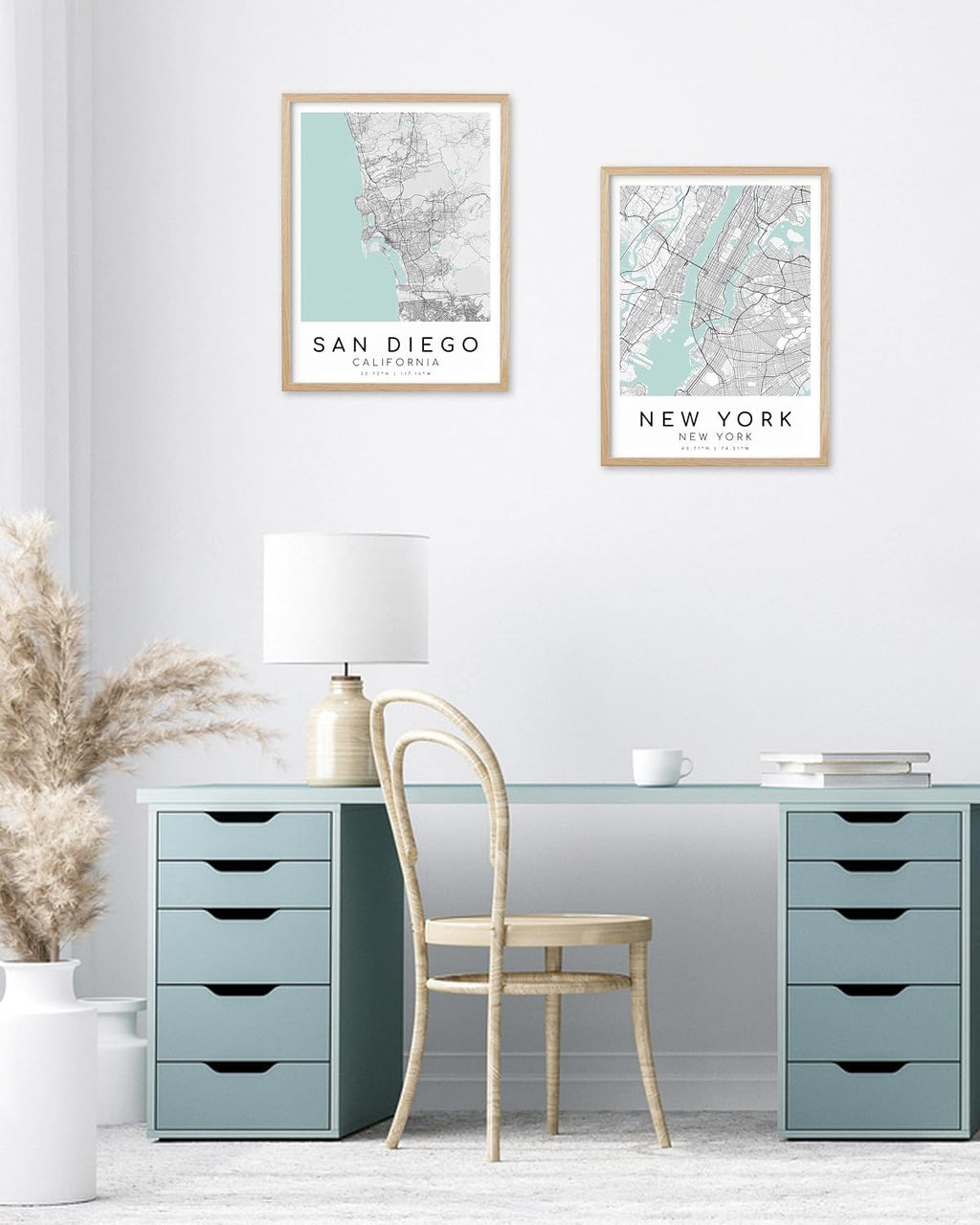 New York Map Framed Wall Art, Minimalist Canvas Print, 12x16