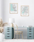 New York Map Framed Wall Art, Minimalist Canvas Print, 12x16