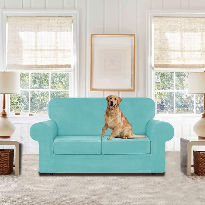 WEERRW Velvet Couch Covers for 2 Cushion Couch Sofa - Image 2