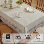 Vintage Pink Linen Blend Floral Rectangle Tablecloth 120" x 55"