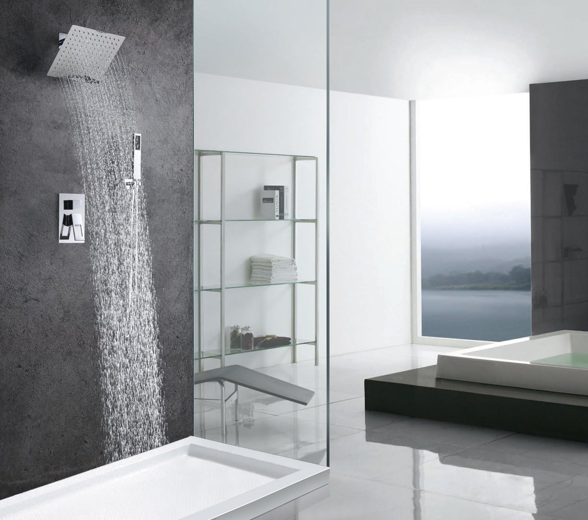 SUMERAIN Bathroom Shower System with Rain Shower and Hand Wand Chrome