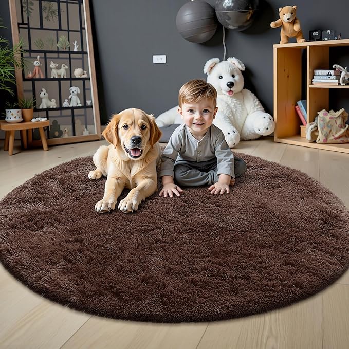 OLANLY Coffee Round Rugs for Bedroom - Image 3