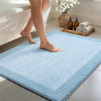 48x32 Large Bathroom Rugs Washable Non Slip, Light Blue Bath Mat by Unknown