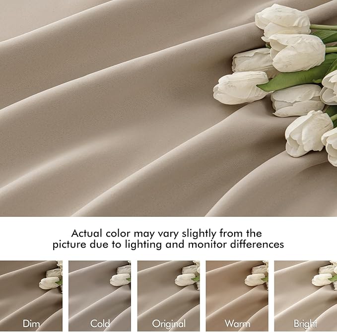 MIULEE Taupe Back Tab Blackout Curtains 102 Inch Long 2 Panels Set - Image 8