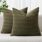 MIULEE Pack of 2 Spring Corduroy Decorative Euro Sham Throw Pillow Covers 24x24 by MIULEE
