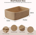 3 Pack Small Woven Storage Baskets for Organizing, Shelf Baskets, Brown