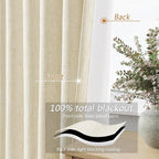 Guken 100% Blackout Curtains 108 Inch Length 2 Panels Set - Image 4