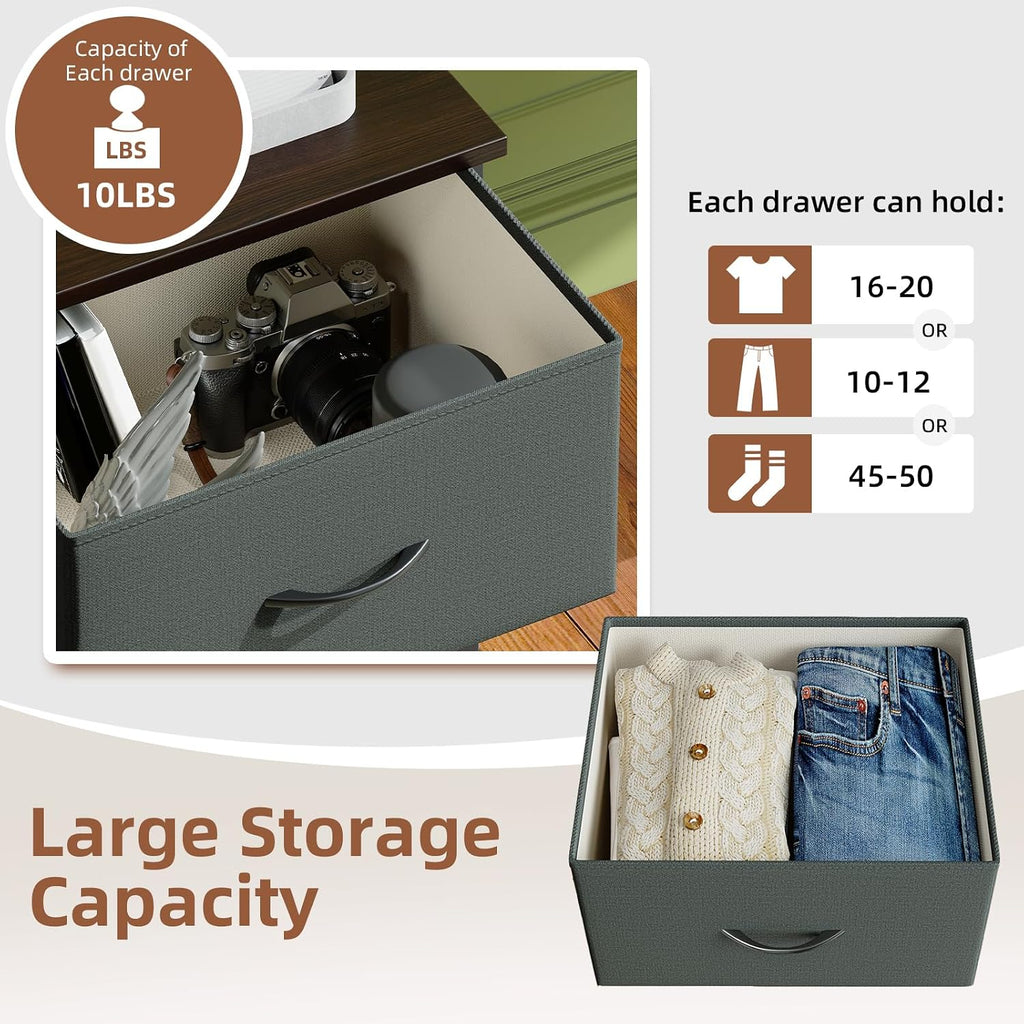 Somdot Tall Dresser for Bedroom, 5 Drawer Storage Cabinet, Charcoal Grey