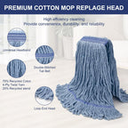 KeFanta 3 Pack Heavy Duty Commercial Mop Head Replacement, Blue