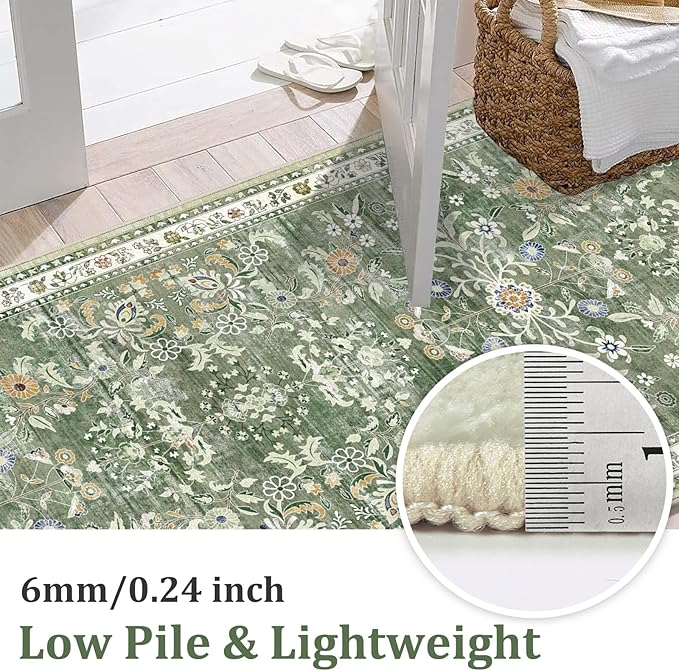 Yamaziot Washable Runner Rug 2x6 – Non Slip Boho Floral Hallway Runner Rug - Image 4
