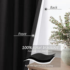 Guken Black 100% Blackout Curtains 96 Inch Length 2 Panels Set - Image 4